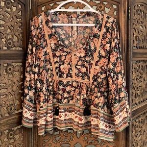 American Rag Bohemian Style Floral Blouse
